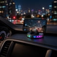 thumbnail image 4 of Car Phone Mount with Suction Cup for Dashboard, Universal Dashboard Car Phone Holder, Colorful LED Ambient Light Phone Cradle for Car Interior Upgrade (Silver), 4 of 6