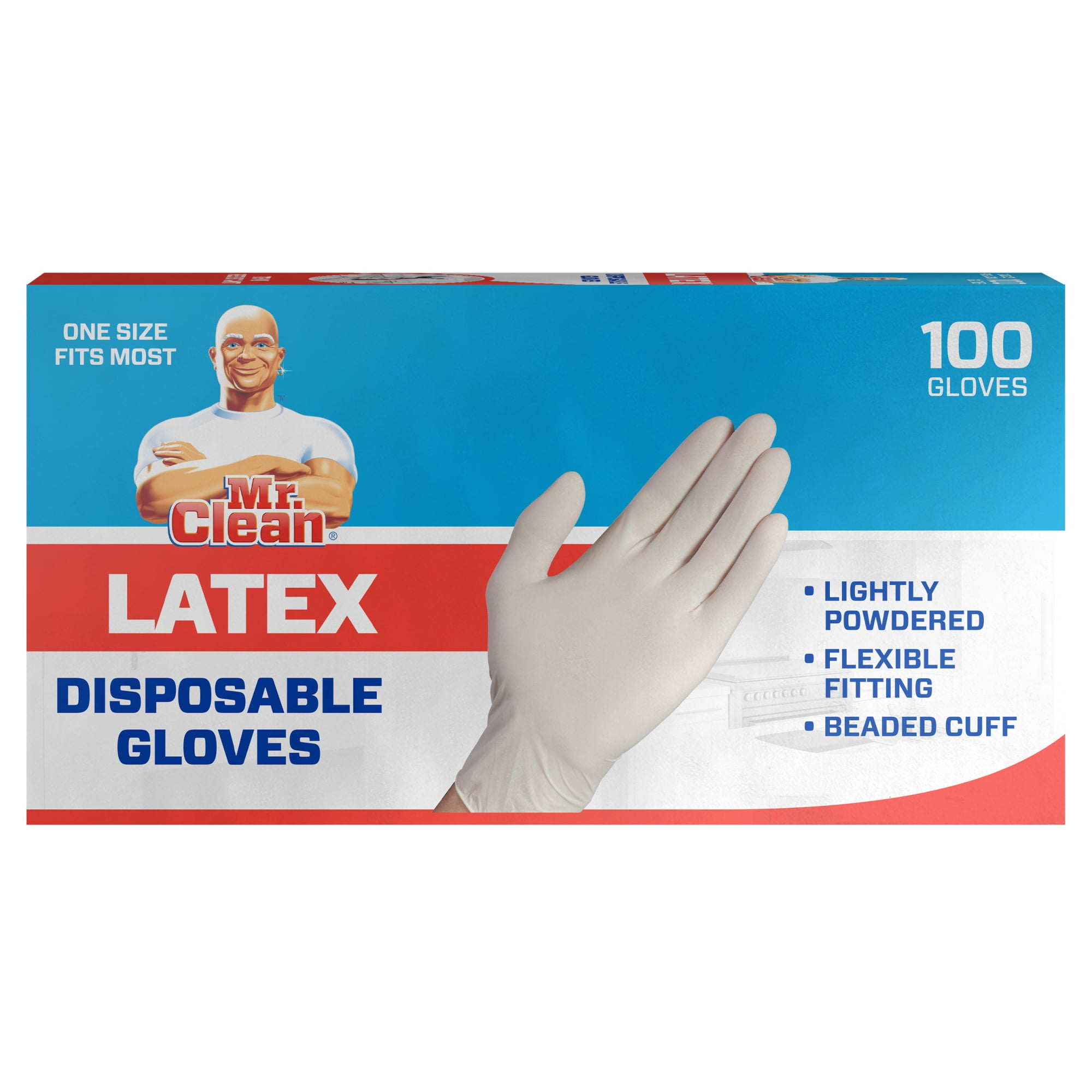 Mr. Clean Latex Disposable Gloves, 100 Count
