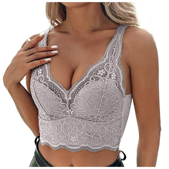 TSADFHJI Women's Wireless Lightly Lined Comfort Bra Everyday Underwear Women's Bras Nightwear Bras for Women with Robe Womens Bras Black Lace Grey XXL