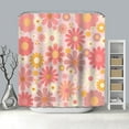 thumbnail image 5 of Cute Pink Floral Shower Curtain Colorful Retro Groovy Daisy Flower Shower Curtain Set 72x72 Inches Waterproof Modern Abstract Polyester for Bathroom Deocr with 12 Hooks, 5 of 5
