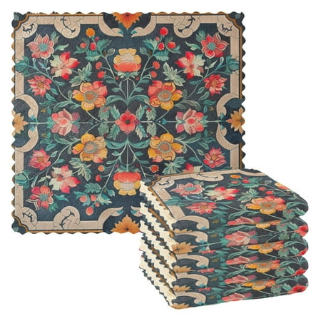 

Ryvnso Moroccan Floral Kitchen Towels Dish Clothes for Drying Dishes Cleaning Absorbent Set of 6