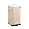 thumbnail image 1 of Retro Trash Bin Light Luxury Thickening Square Step On Trash Can with Lid for Home Kitchen Bathroom 5L Beige 18x18x31cm / 7.1x7.1x12.2in, 1 of 4