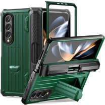 TECH CIRC Case for Samsung Galaxy Z Fold 4 Compatible with MagSafe, Heavy Duty Rugged PC Shockproof Hinge Protection Cover with Hidden Bracket Screen Protector S Pen Holder Case, Armygreen