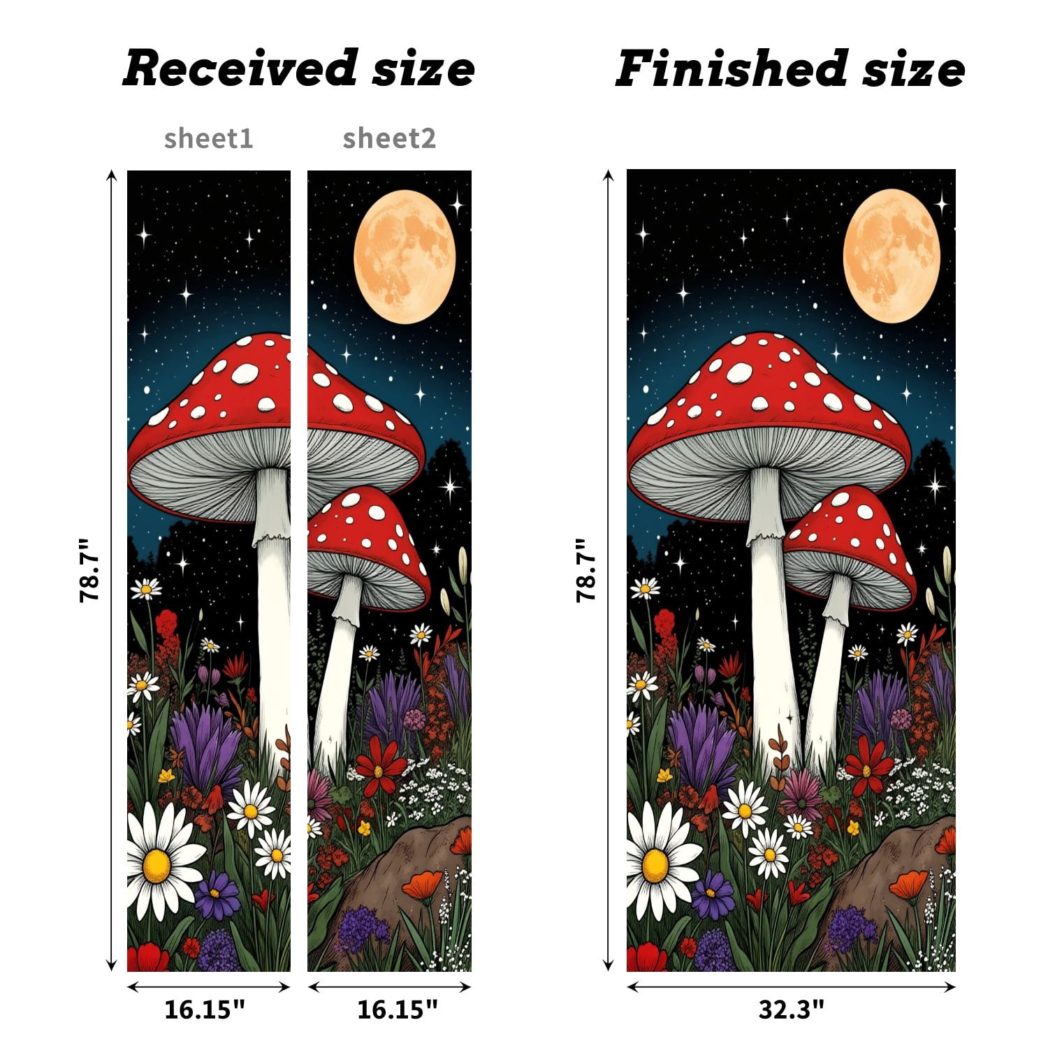 Self Adhesive Vinyl Refrigerator Wrap Set Whimsical Red Toadstool Mushrooms Colorful Botanical Door Mural Removable Fridge Sticker Peel and Stick&nbsp;Full Door Cover Decal Kitchen Bar Decor