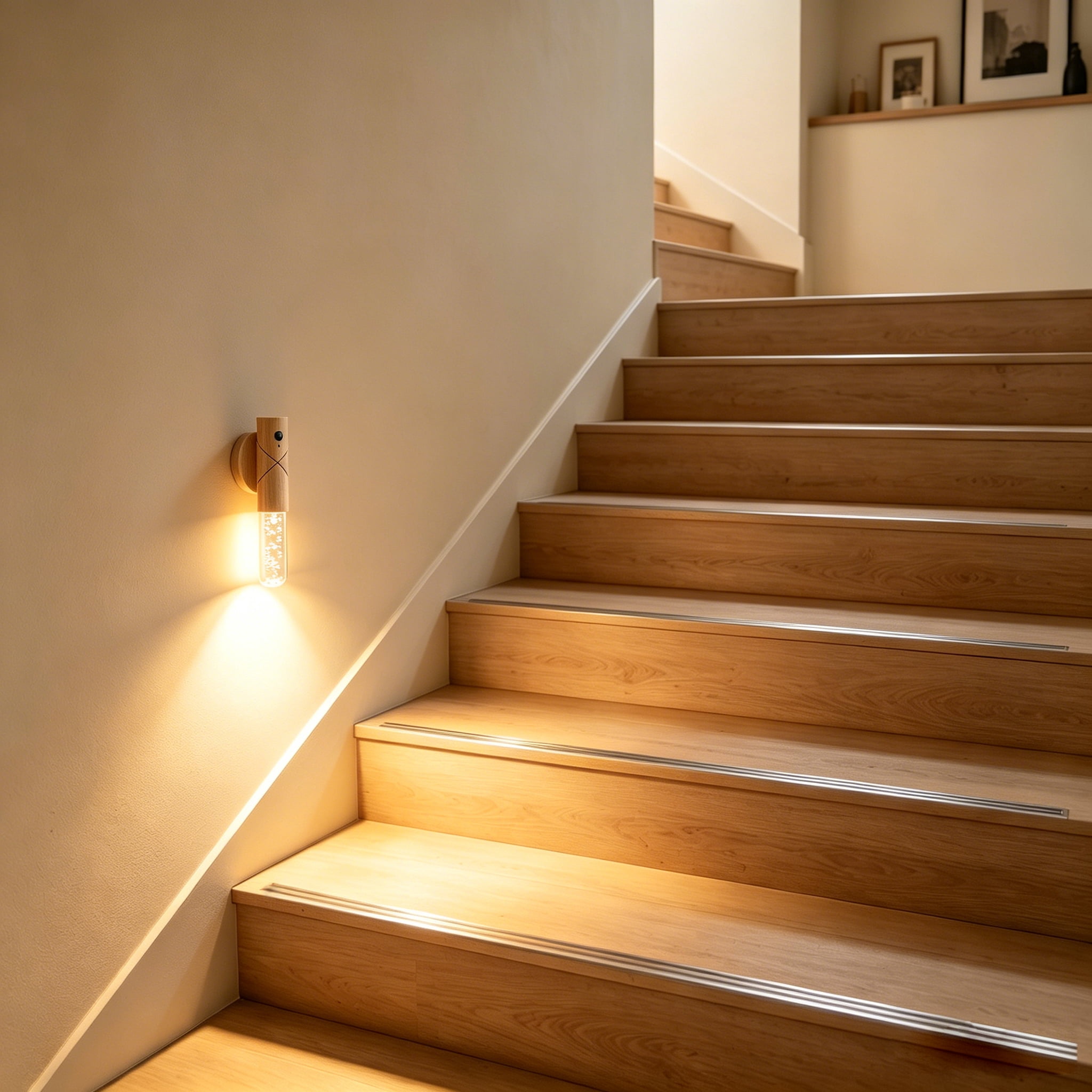 Wall Sconces Set of Two Battery Operated, Motion Sensor Night Light Battery Powered Sconce Rechargeable Wall Sconce, Peel and Stick Sconce Lights for Stair Hallway (White Ash Wood-Bubble)