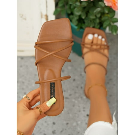 

Funky Slide Sandals For Women Multi Strap Flat Sandals