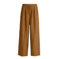 thumbnail image 4 of Ticikt Girls Solid Wide Leg Pants, Drawstring Elastic Waist Casual Loose Fit Long Trousers with Side Pockets for Kids,Brown, 4 of 4