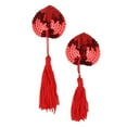thumbnail image 2 of 2pcs/set Women Sexy Self Adhesive Sequin Tassel Cover Heart Shape Bra Nipple Cover Pasties Breast Petals 6 colors, 2 of 4