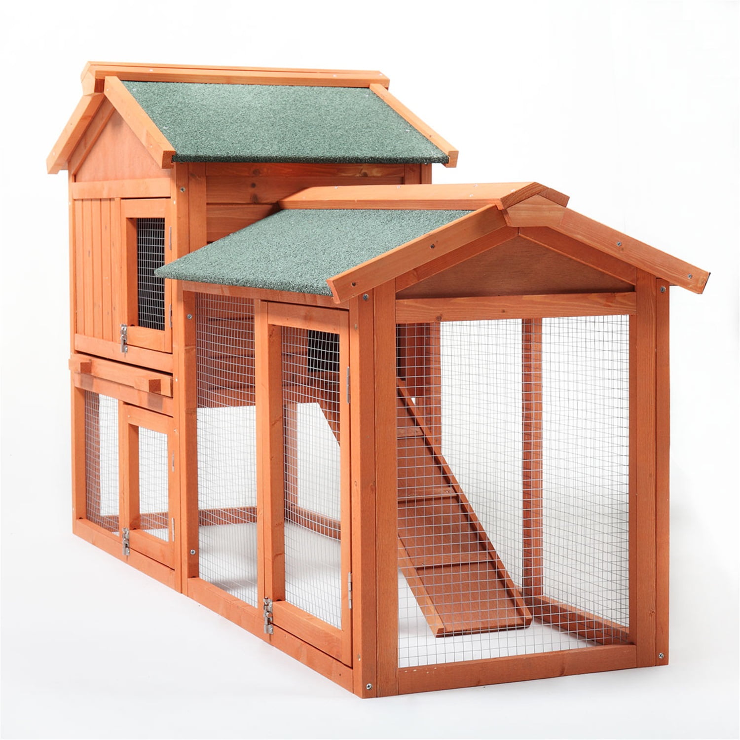 Pefilos 57" Wooden Rabbit Hutch Indoor and Outdoor Pet Bunny Cage, Bunny House a Waterproof Roof Chicken Coop, Orange Pefilos 57" Wooden Rabbit Hutch Indoor and Outdoor Pet Bunny Cage, Bunny House a Waterproof Roof Chicken Coop, Orange
