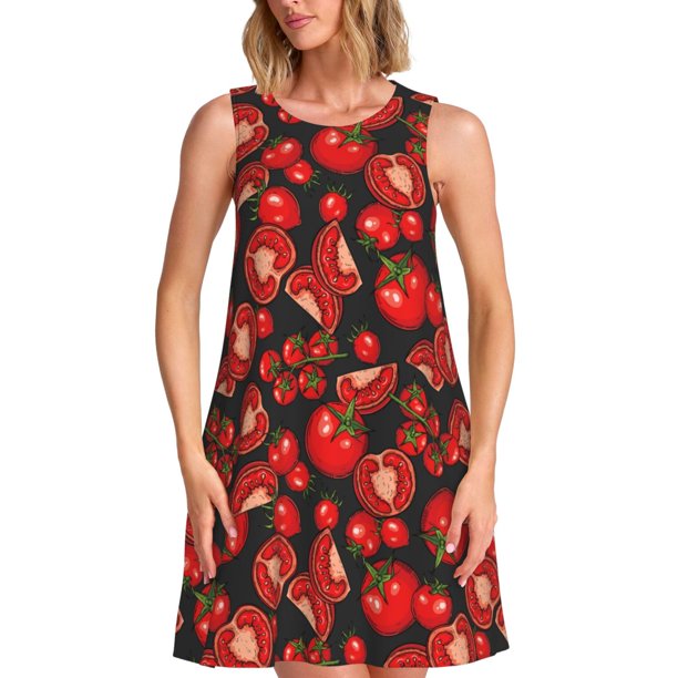 Disketp Tomato para Vestido sin Mangas para Mujeres, Vestidos de Verano para Mujeres, Casual y Holgado para la Playa