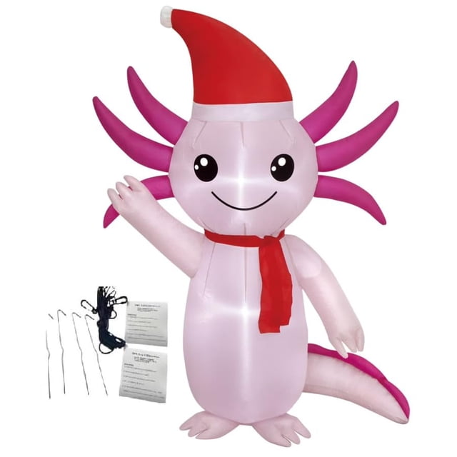 Axolote inflable navideño PITCHING PIGEON de 122 cm con LED