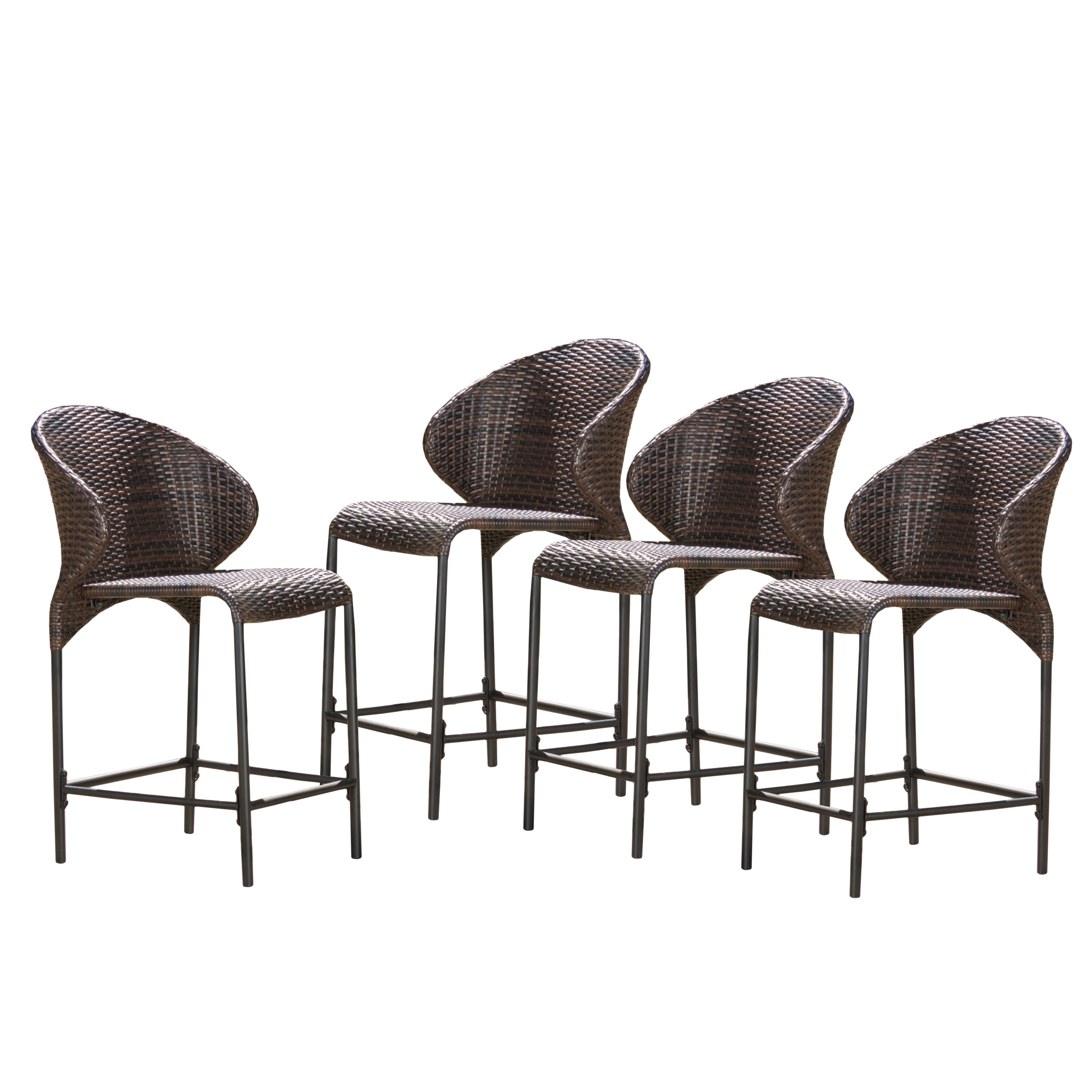 Haena Wicker Counterstool, Set of 4, Multibrown