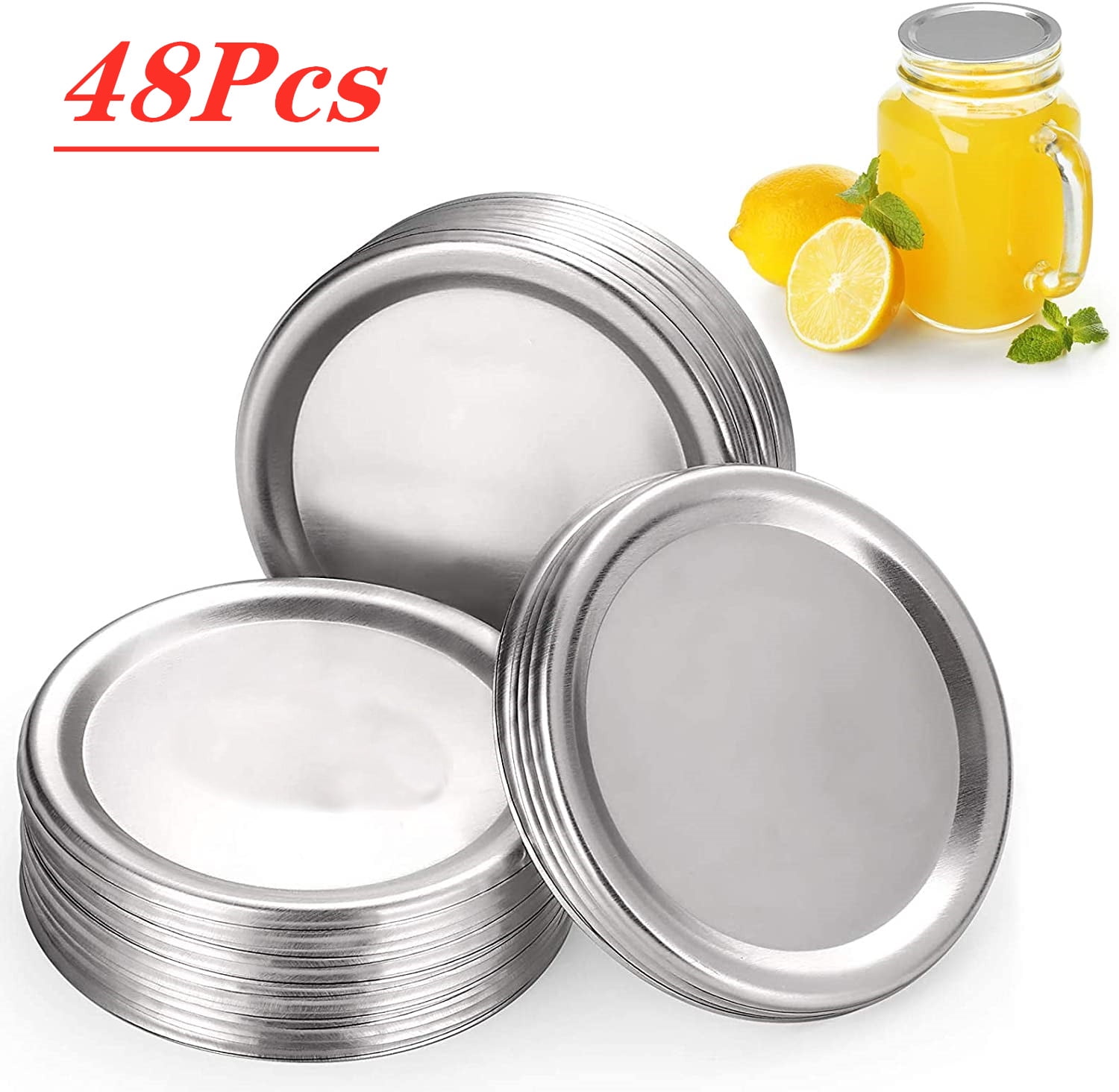 48 Pcs Wide Mouth Canning Lids, 86mm SplitType Mason Jars Lids Leak