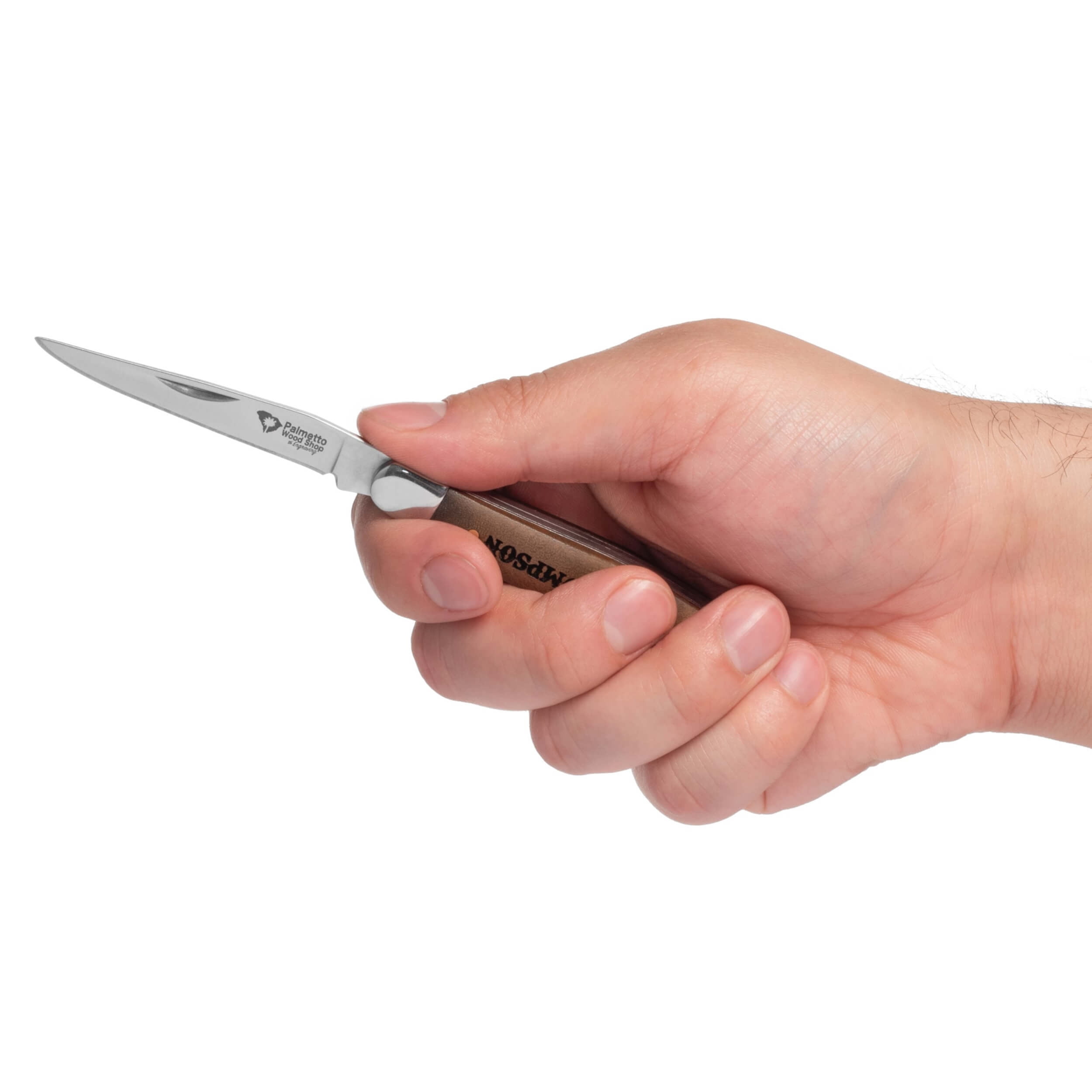 Palmetto Wood Shop Stockman Pocket Knife with Personalized Laser Engraved Wood Handle