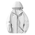 thumbnail image 4 of Fiaer,Womens Oversized Full Zip Softshell Jackets,Women's Loose Fit Windbreaker Waterproof Long Sleeve Drawstring Hooded Tops with Zipper Pockets White XL, 4 of 5