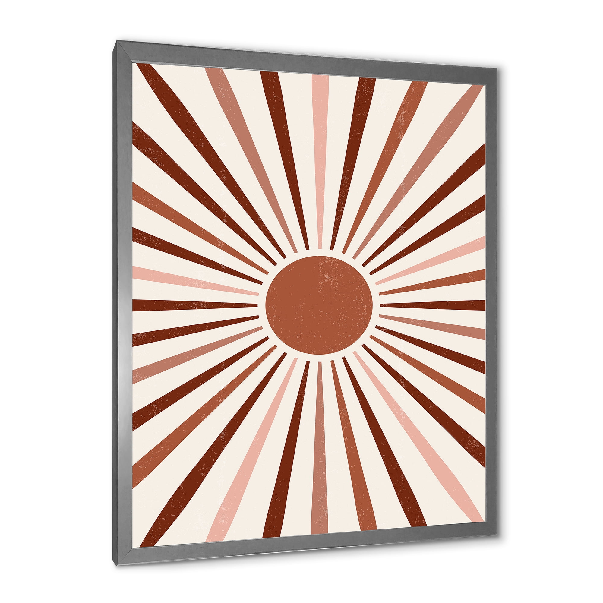 Designart 'Radiant Geometric Sun' Modern Framed Art Print