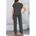 thumbnail image 6 of BTFBM Women's Two Piece Tracksuit Outfits Summer Short Sleeve Tops Long Pants Jogger Lounge Matching Sets Sweatsuit, 6 of 7