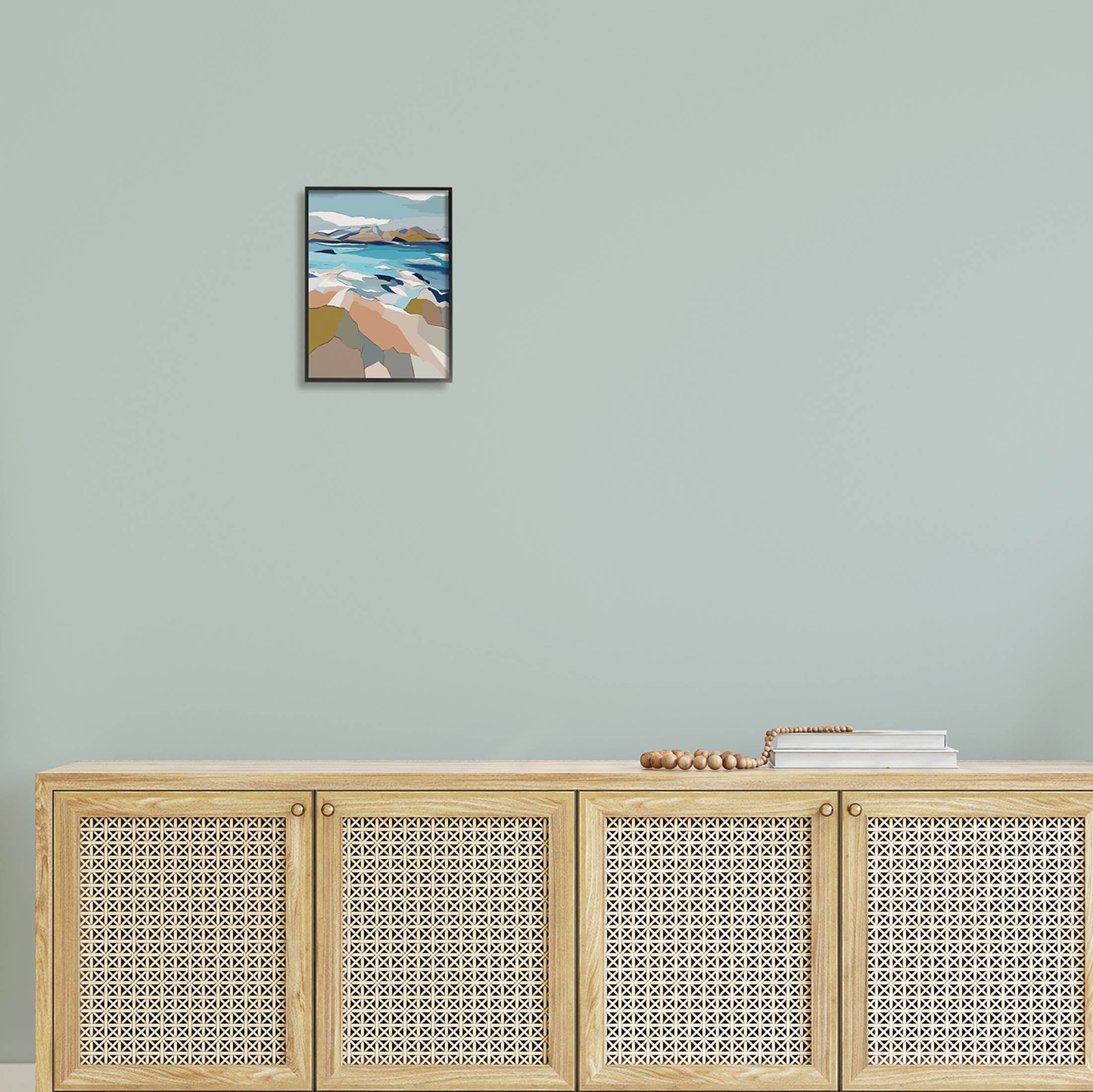 Stupell Industries Rocky Ocean Shore Beach Landscape Graphic Art Black Framed Art Print Wall Art, Design by Nikita Jariwala