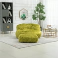 thumbnail image 3 of Faux Fur Bean Bag Chair with Ottoman, Soft Fluffy Plush Lazy Sofa with Footrest, Fuzzy Puff Chair for Adults and Kids, Olive, 3 of 9