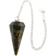thumbnail image 1 of Karma Gems Labradorite Pendulum - Hexagonal Pointed Reiki Chakra Dowsing for Divination -Pendulum Necklace with Sterling Silver Chain and Crystal Ball - Perfect for Tarot, Wicca, Grid Meditation, 1 of 8