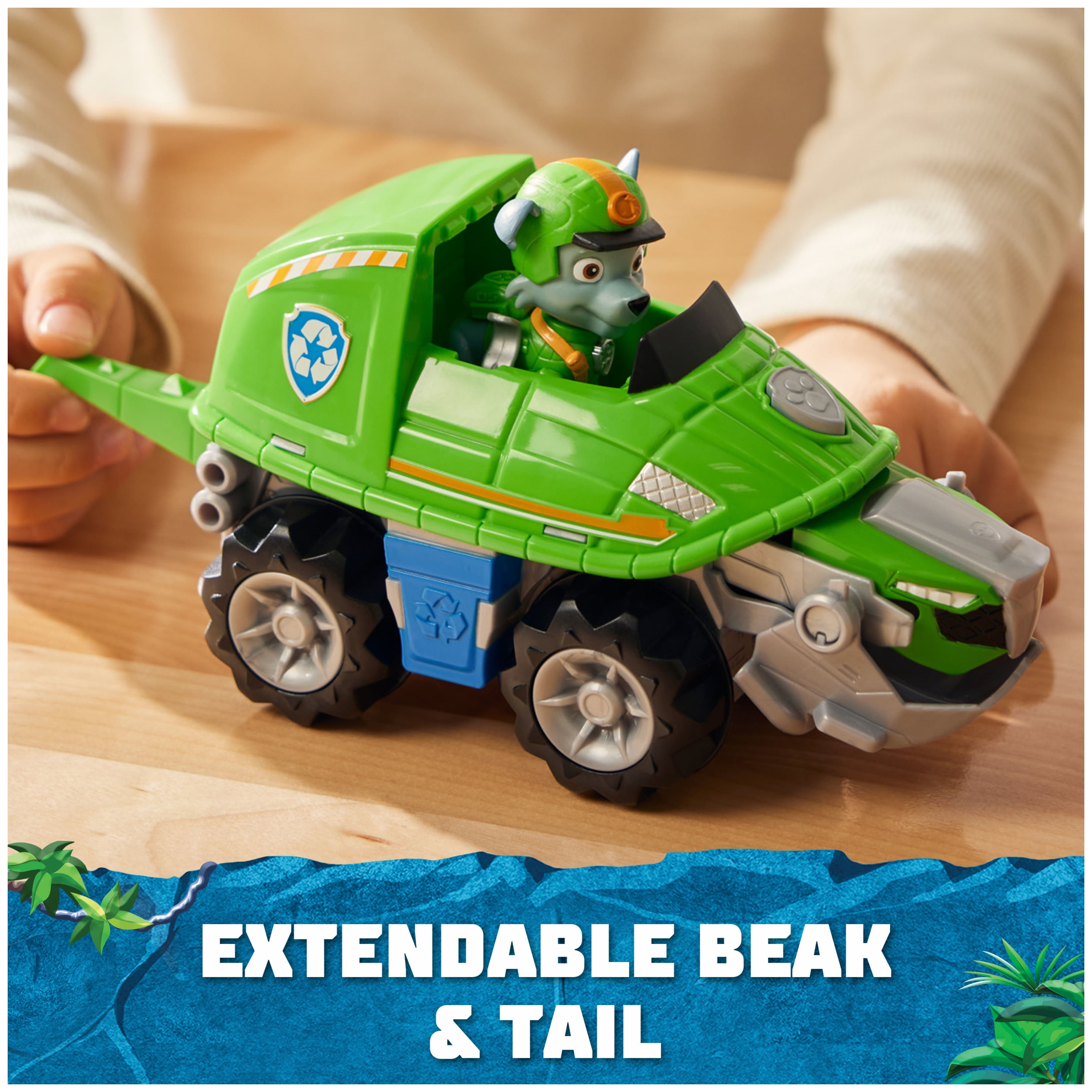 PAW Patrol Jungle Pups, Rocky Turtle Vehicle with Figure, Toys for Kids Ages 3 and Up
