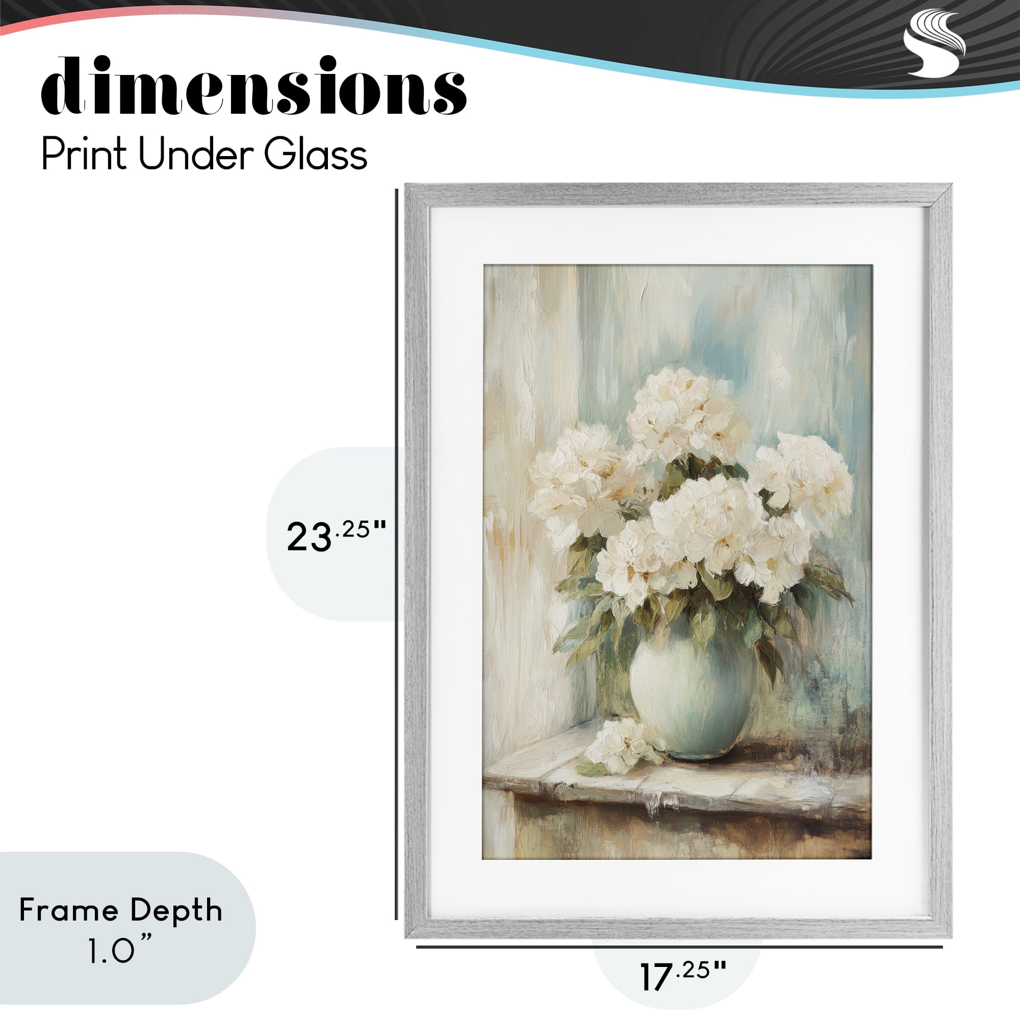 Stupell Industries Mantle Arrangement of Soft Blossoms Gray Framed Print Under Glass, design by Petal Prints Design