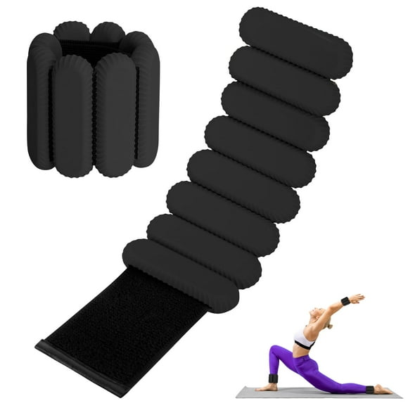 Pesas de muñeca y tobillo ajustables, silicona, 0,9 kg, color negro