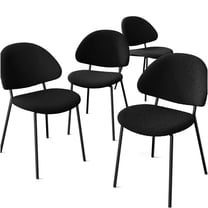 JERFIT 4-Pack Black Boucle Dining Chairs with Curved Back, Mid-Century Modern Upholstered Side Chairs for Kitchen, Dining Room