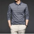 thumbnail image 4 of Men's Cotton Blend Long Sleeve Striped Polo T-shirt, 4 of 13