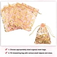 thumbnail image 4 of Organza Bag 5" x 7", Flower Heart Mesh Bags Drawstring Gift Bags Party Favor Bag Jewelry Pouches Pink-Gold, 50Pcs, 4 of 6
