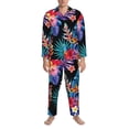 thumbnail image 4 of Kll Tropical Palm Leaves Sleepwear Mens Flannel Pajamas,Long Cotton Pj Set, 4 of 9