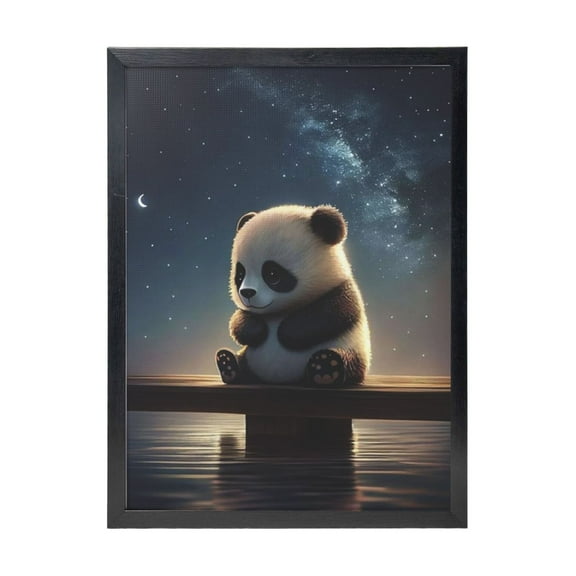 WFSposter Astronaut Space Panda Bear Poster Animal Wall Decor Cartoon Cute Baby Kids Room Wall Art Home Fun Canvas Print Farmhouse Painting Toddler Room Nursery 16x24 inch Frame