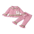 thumbnail image 1 of Pyjama de Noël pour Tout-Petites Filles Père Noël à Rayures Manches Longues Boutons Hauts Pantalons Tenues de Nuit pour Tout-Petits Ensembles 2 Pcs Rayures Rouges 12-18 Mois, 1 of 7