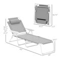 thumbnail image 3 of Zero Gravity Reclining Lounge Chair Folding Patio Chair with 4 Position Adjustable Backrest Padded Pillow Breathable Mesh Fabric for Outdoor Indoor Use Pool Beach Backyard Camping Light Gray 265 lbs, 3 of 7