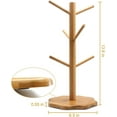 thumbnail image 5 of Asunby Bamboo Mug Holder Tree, Bamboo Mug Tree with Thicker Octagonal Base Coffee Cup Mug Stand for Counter, Countertop Organizer, Mug Rack with 6 Hooks - Beige, 5 of 8