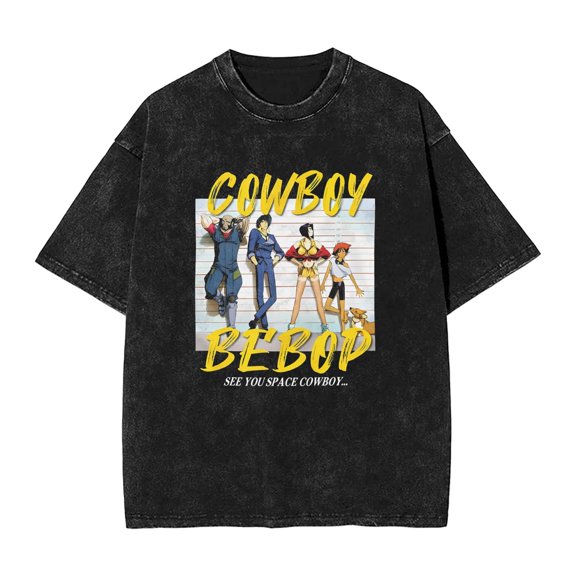 Cowboy Bebop Men's Cotton Summer T-Shirts Vintage Tee Loose Fit Short Sleeve Casual Tshirts for Men Women XL