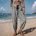 thumbnail image 6 of Womens Summer Striped Barrel Pants Comfy Drawstring Cropped Pant with Pockets Beach Vacation Elastic Waisted Trousers Black XL, 6 of 6