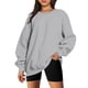thumbnail image 1 of ICHUANYI Clearance Fashion Woman Long Sleeve Round Neck Loose Sweatshirt Solid Blouse Tops(Gray, S) ICHUANYI WER2023080809316, 1 of 7