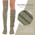 thumbnail image 2 of allydrew Cable Knit Over the Knee Thigh High Winter Boot Socks, Light Brown, 2 of 4