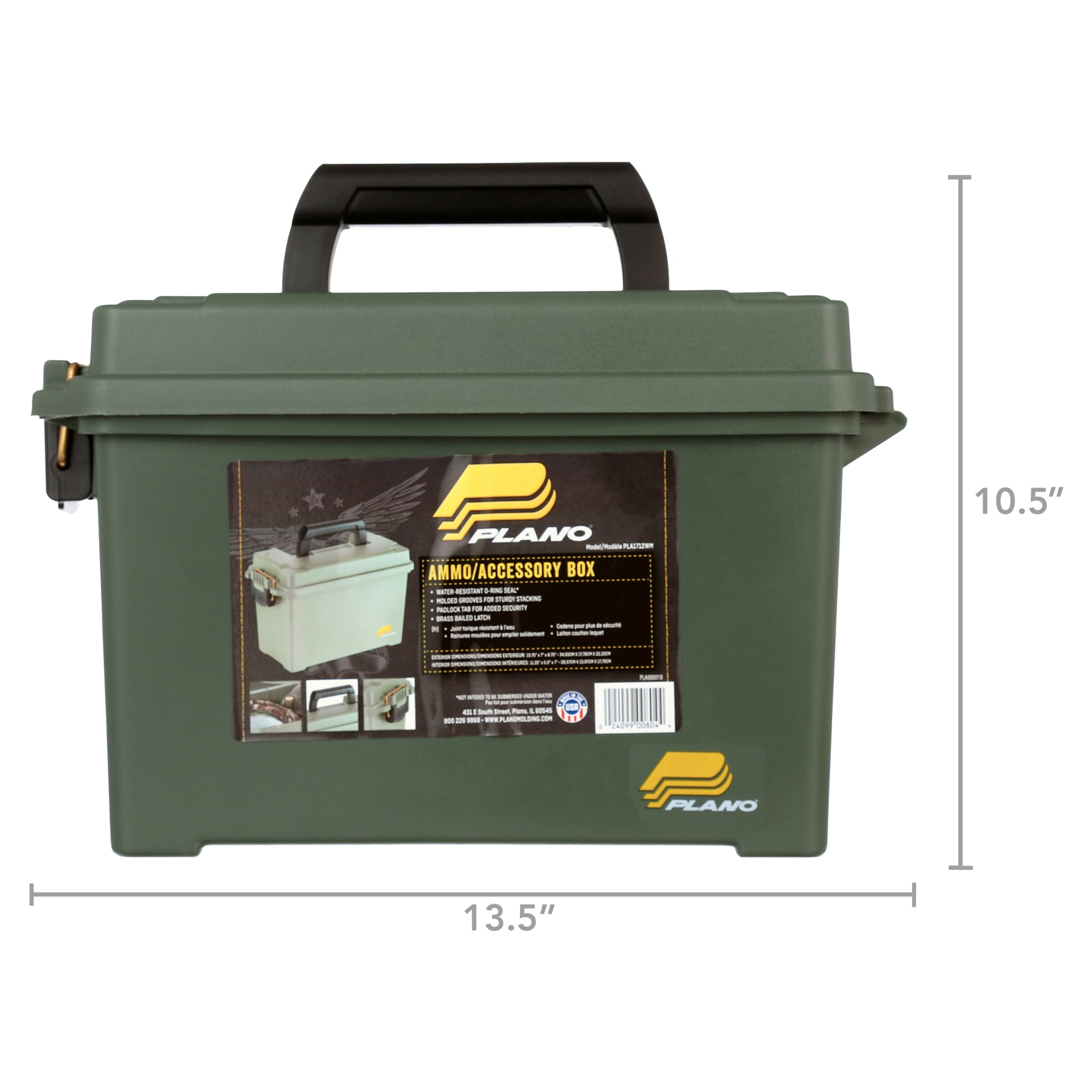 Plano 1712 Green Ammo Box, Multiple Caliber Storage, Size Large