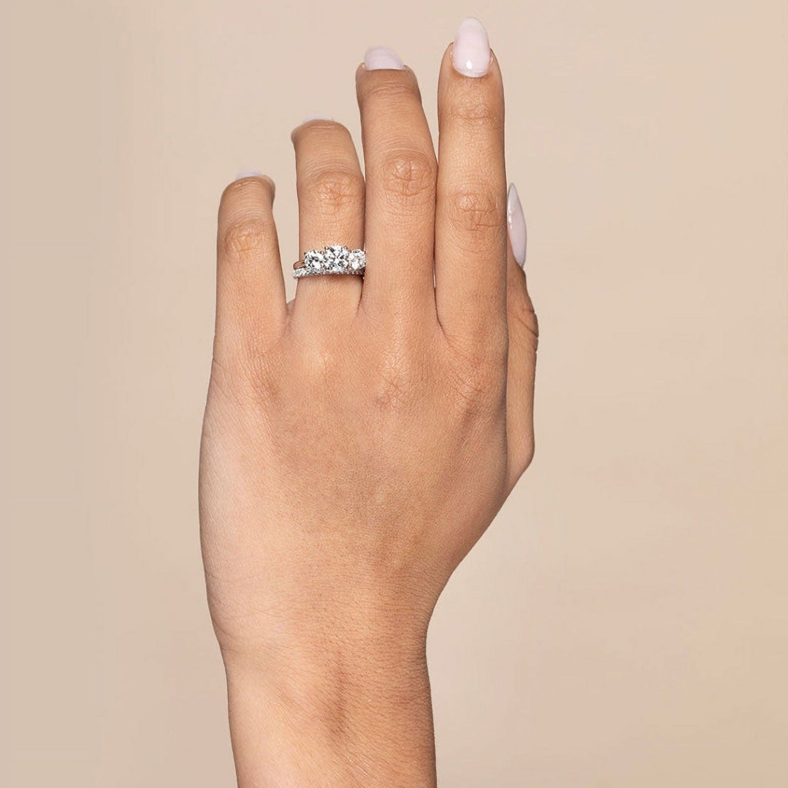 Silvago Jewel Brilliant 2.7 Ct Round Cut Diamond Wedding Anniversary Ring - 14k Silver Classic Engagement Ring - Three Stone Women's Ring - Rings for Women Forever Bride Ones