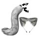 thumbnail image 1 of Conjunto de orejas y cola de gato y zorro, diadema para carnaval, mascarada, disfraz y cumpleaños. Gris, 1 of 9