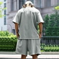 thumbnail image 5 of Dagugfen Sets for Men Trendy Shortsuits Crewneck Tshirts and Knee Length Shorts Casual Work Travel Outfits Fashion, 5 of 9