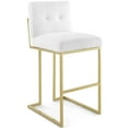 thumbnail image 3 of Modway Privy Gold Stainless Steel Performance Velvet Bar Stool Set of 2 in Gold White, 3 of 4