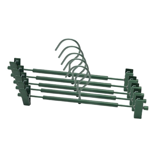 Percha para pantalones de aleación de aluminio Green5PCSAluminium con clip multifunción portátil no es fácil de oxidar y desvanecer