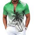 thumbnail image 5 of Mens Hawaiian Shirt Tropical Short Sleeve Button Down Shirts Summer Beach Lightweight Top Green XXXL, 5 of 5