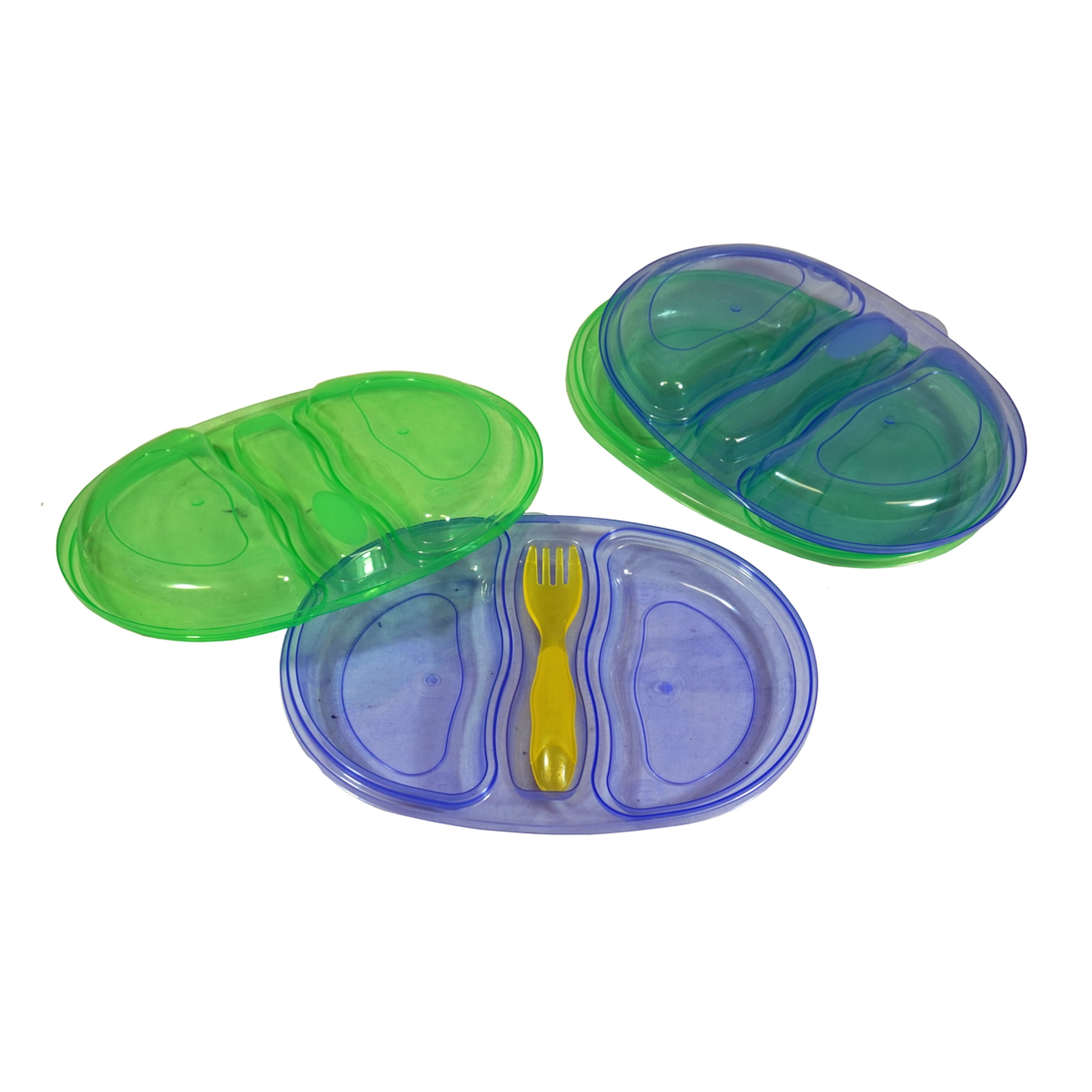 Take and Toss Double Duty Plates ~ 4 Pack ~ Blue & Green ~ Combine 2 plates for leak resistant storage or travel