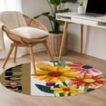 thumbnail image 4 of Spring Daisy Round Area Rug 3.3Ft Washable Circle Rugs for Dining Room Table, Brown Modern Abstract Art Dots Floral Non-Slip Carpet Floor Mats Indoor Outdoor Carpet Runner Aesthetic Home Decor, 4 of 8