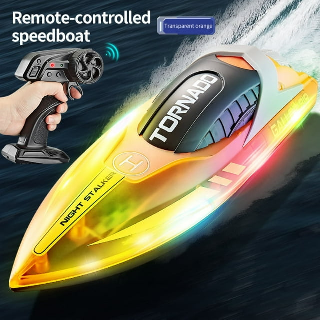 ERK RC Boat With LED Lights For Kids – 2.4 Remote Control Racing . Perfect For Pools & Lakes Water Boat Features A Rechargeable Battery. Ideal For Boys And Girls