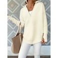thumbnail image 5 of Women'S Long Sleeve Quarter Zip Pullover Sweater Casual Loose V Neck Collared Ribbed Knit Tops Color M, 5 of 7